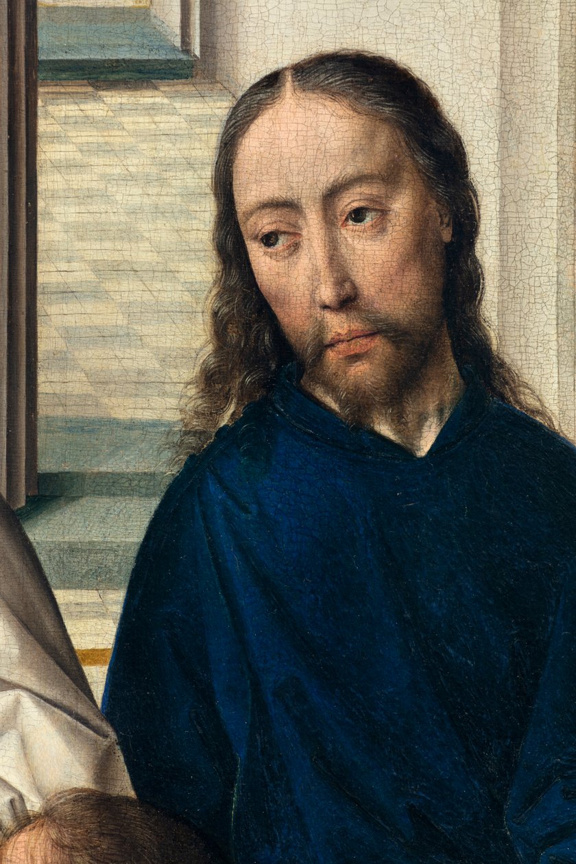 Seurakunnan kirkko (Saint Peter Parish Church). maalaus. Viimeinen ehtoollinen. Dirk Bouts. 1464-1468. Yksityiskohta. Keskipaneeli. tekijältä Dirck Bouts