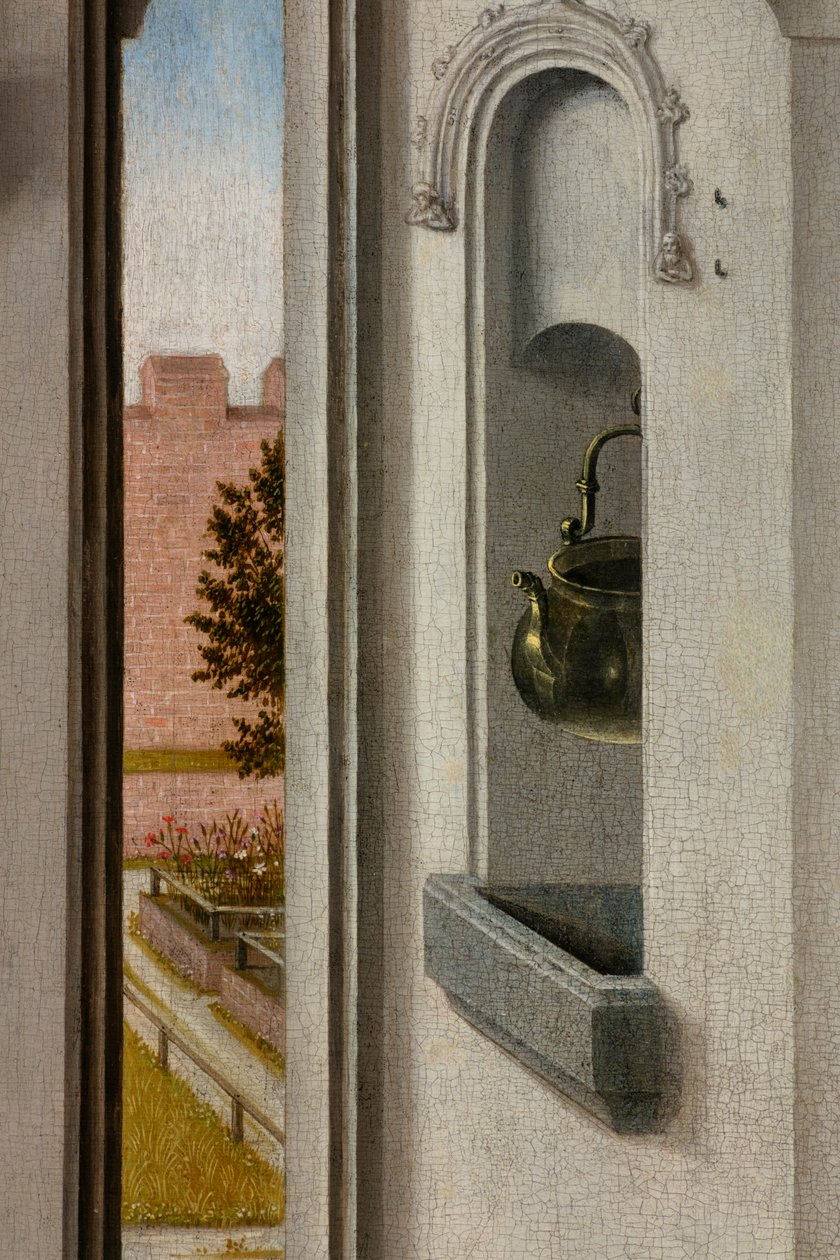 Seurakunnan kirkko (Saint Peter Parish Church). maalaus. Viimeinen ehtoollinen. Dirk Bouts. 1464-1468. Yksityiskohta. Keskipaneeli. tekijältä Dirck Bouts