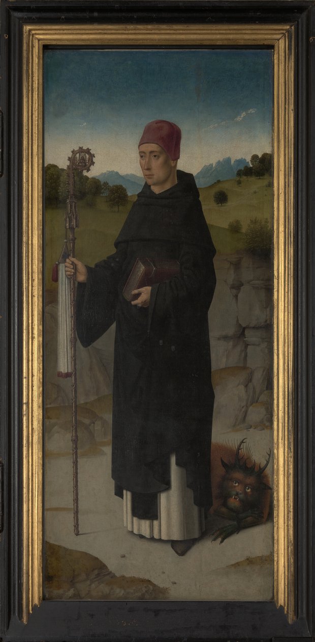 St. Bernard, vasen paneeli St. Erasmuksen triptyykistä, n. 1460 (öljy paneelille) tekijältä Dirck Bouts
