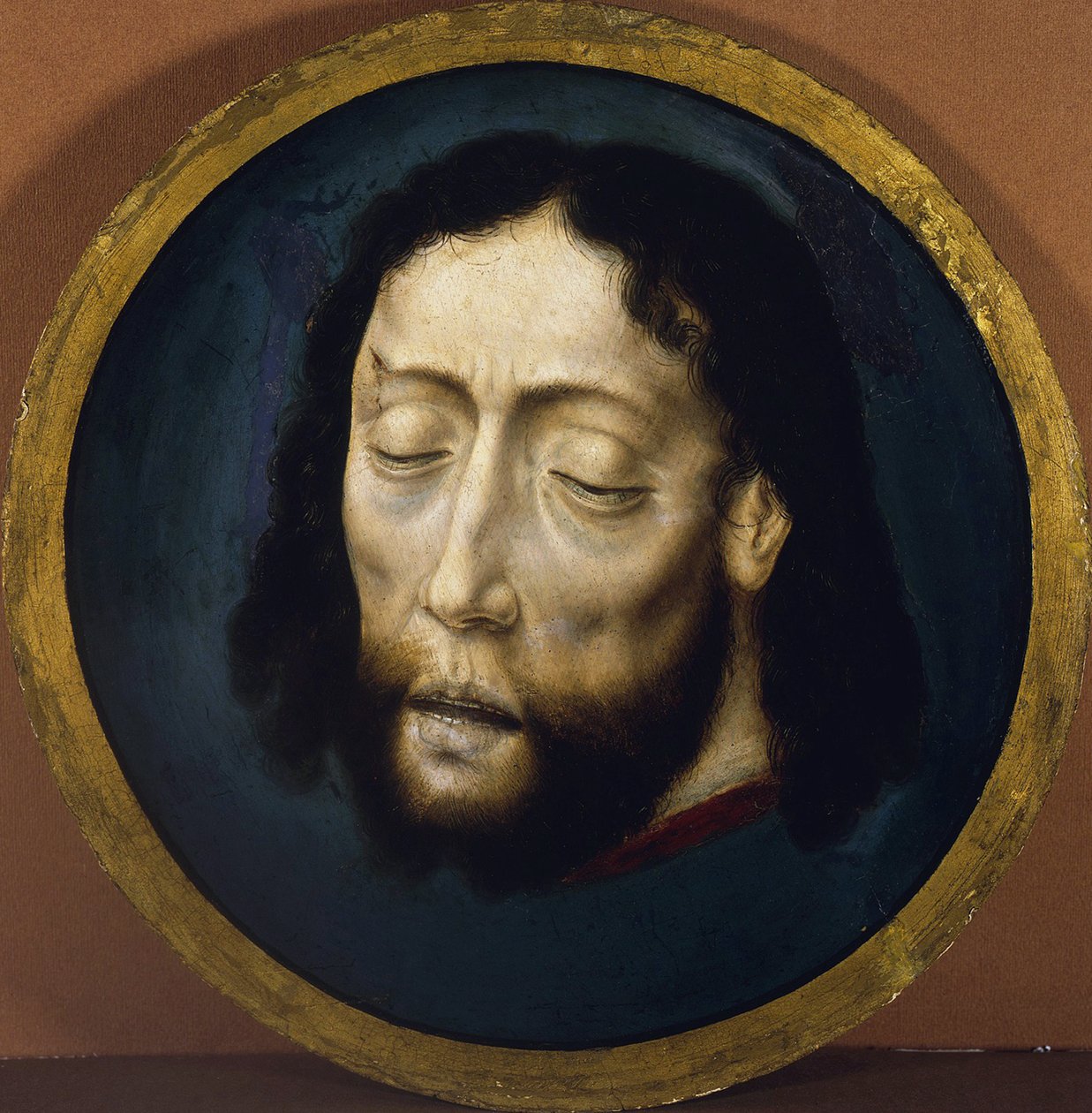 Pyhän Johannes Kastajan johtaja par Bouts, Dirk (1410/20-1475). Tempera paneelissa, koko: D 30,8 tekijältä Dirck Bouts