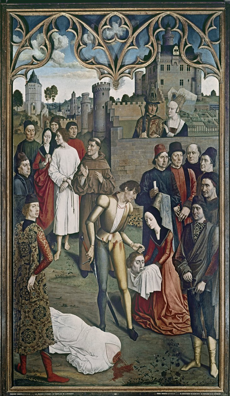 Keisari Otton tuomari: Viattoman miehen teloitus, 1473-75 (katso myös 3672) tekijältä Dirck Bouts