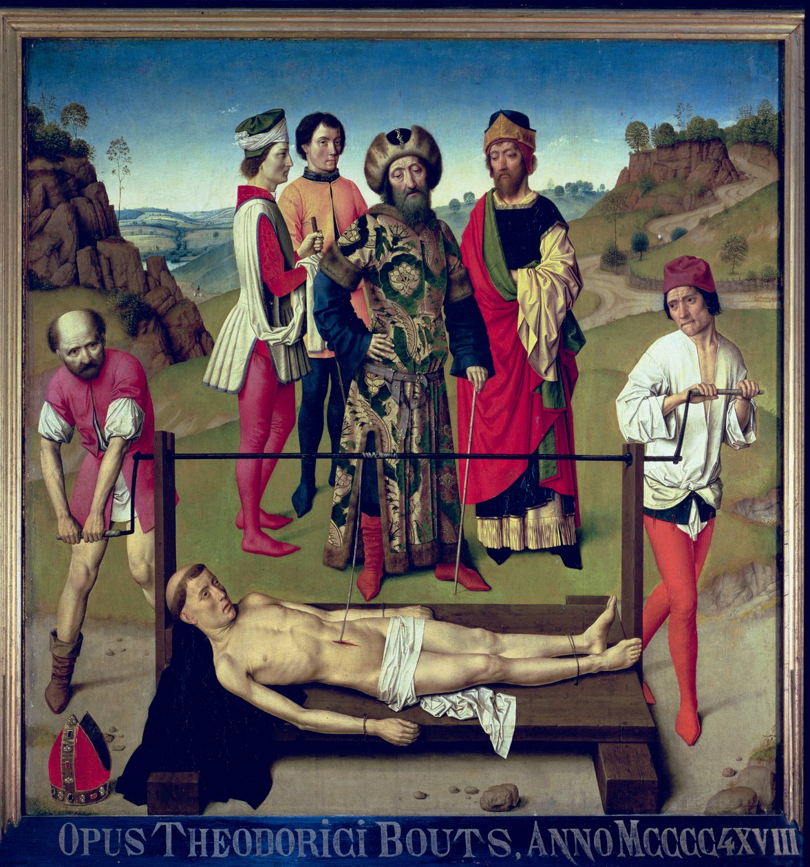 Pyhän Erasmuksen marttyyrikuolema, keskipaneeli Pyhän Erasmuksen triptyykistä, n. 1460 tekijältä Dirck Bouts