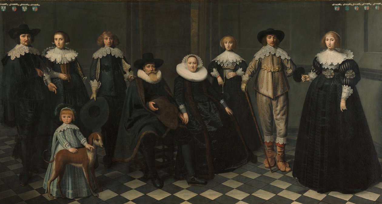 Amsterdamin porvaristonjohtajan Dirck Bas Jacobszin perheen muotokuva, 1634-35 tekijältä Dirck Santvoort