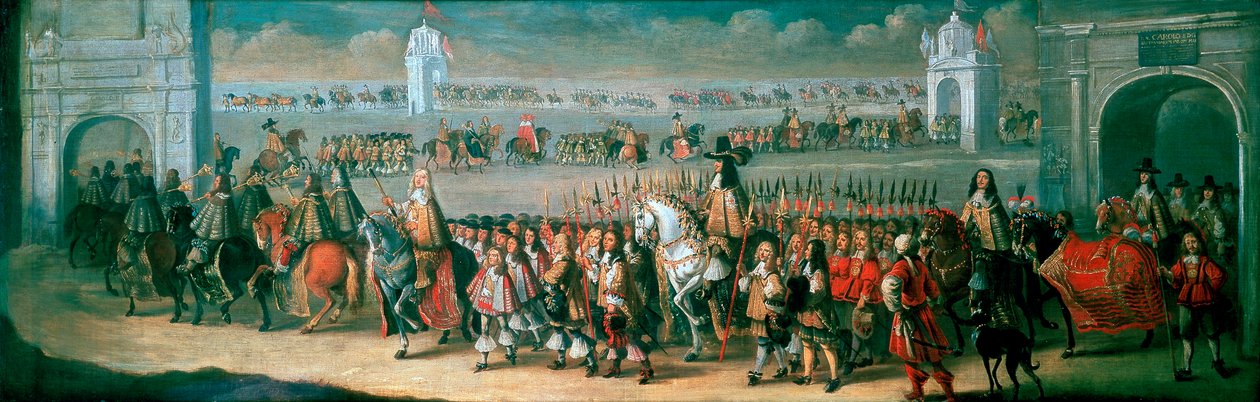 Charles II:n käsittely Lontoon Towerista Westminsteriin, 22. huhtikuuta 1661 tekijältä Dirck Stoop