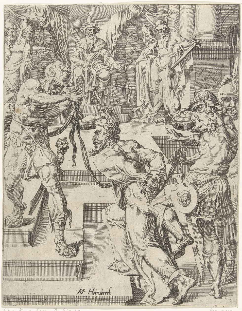 Kristus ennen Kaifasta Ihmiskunnan lankeemus ja lunastus Kristuksen elämän ja kärsimyksen kautta (sarjan nimi) tekijältä Dirck Volckertsz. Coornhert (attributed to)