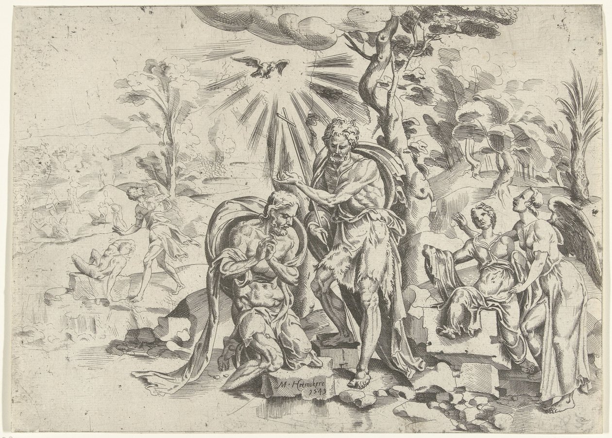 Kristuksen kaste tekijältä Dirck Volckertsz. Coornhert (attributed to)
