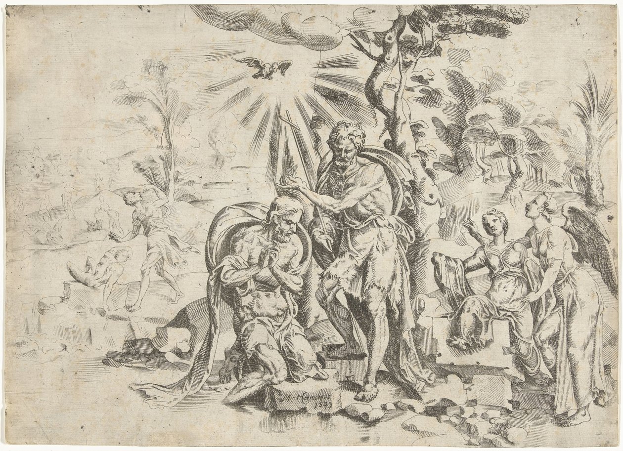 Kristuksen kaste tekijältä Dirck Volckertsz. Coornhert (attributed to)
