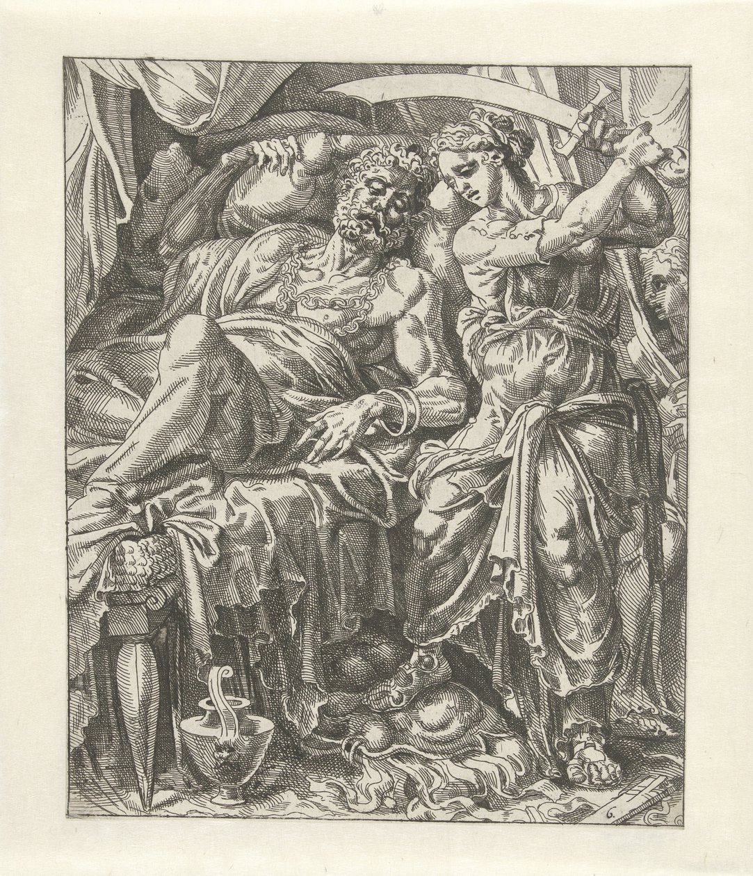 Judit Onthoofdt Holofernes Judith in Holofernes (sarjan nimi) tekijältä Dirck Volckertsz. Coornhert (attributed to)