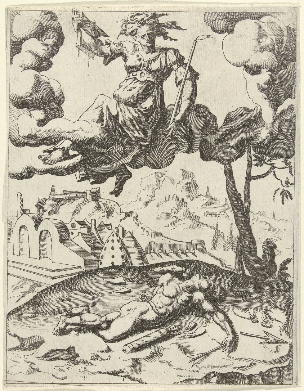 Usko voittaa aistillisen rakkauden Triumphs of Petrarch (sarjan nimi) tekijältä Dirck Volckertsz. Coornhert (possibly)