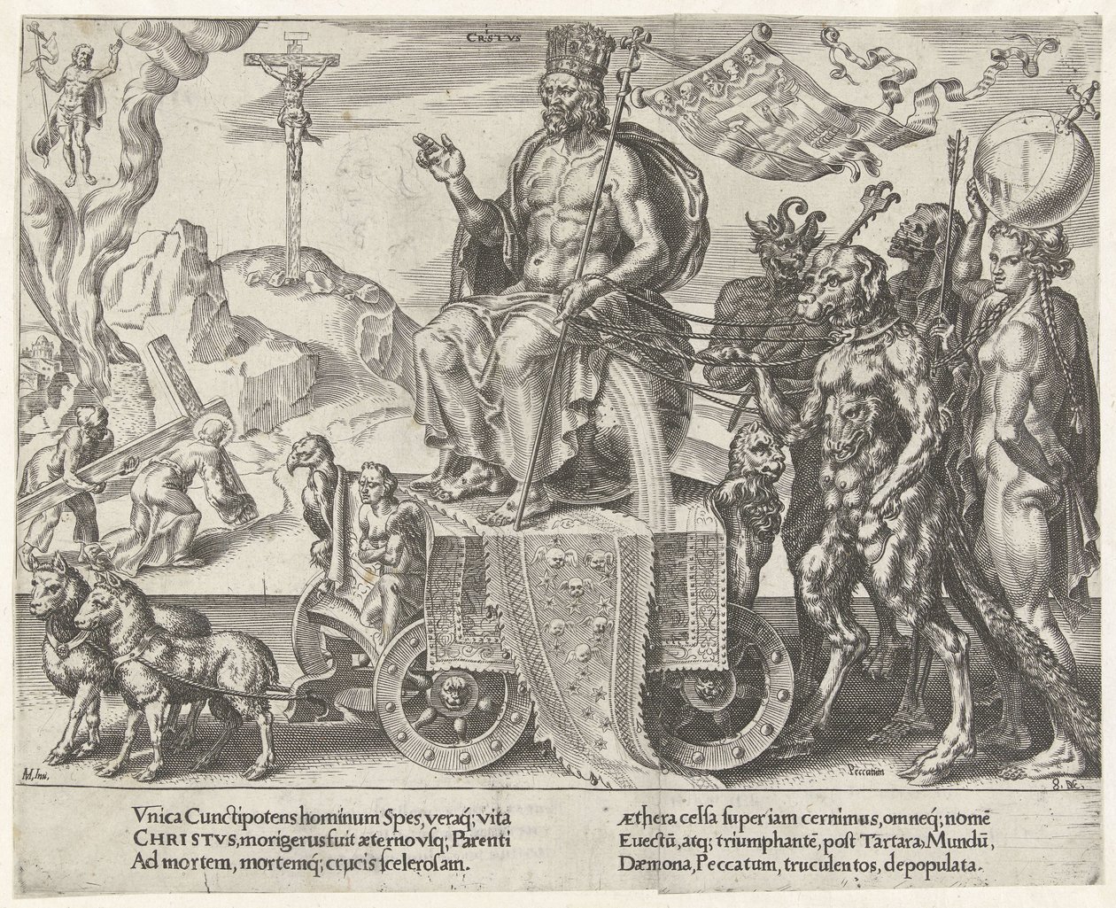 Kristuksen voitto Triumph of Patience (sarjan nimi) Patientiae Trivmphvs (sarjan nimi) tekijältä Dirck Volckertsz. Coornhert