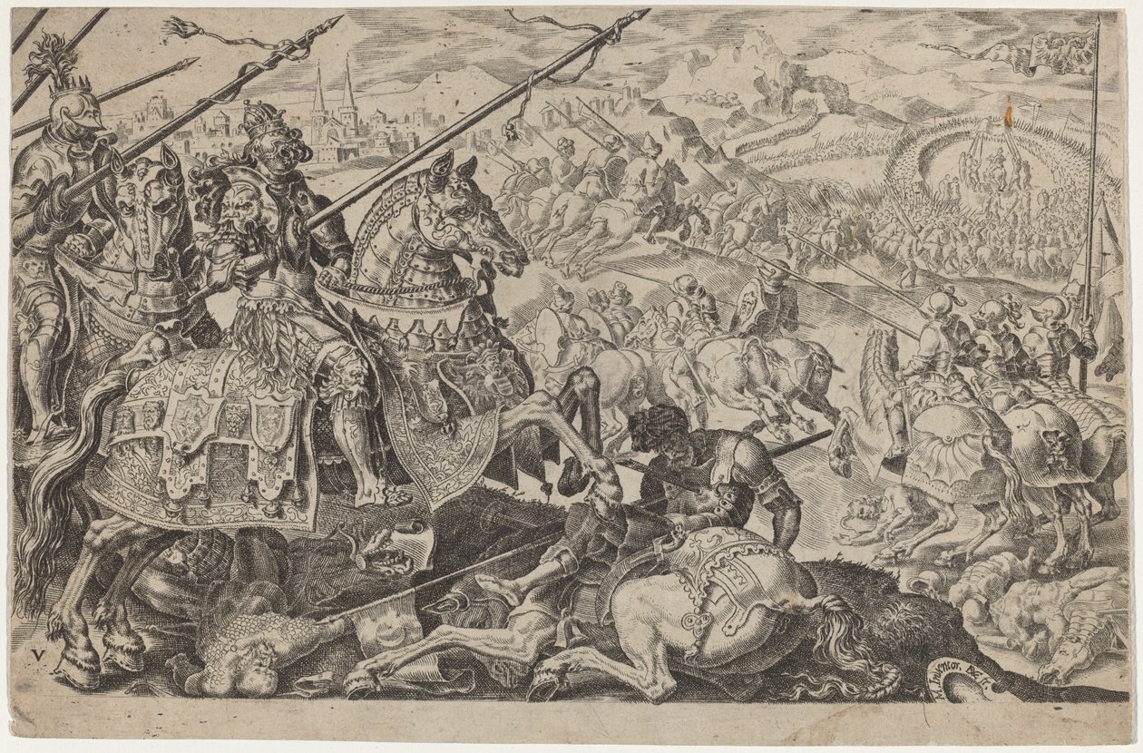 Suleiman Suuri pakotti nostamaan Wienin piirityksen tekijältä Dirck Volckertz Coornhert, after Maerten van Heemskerck