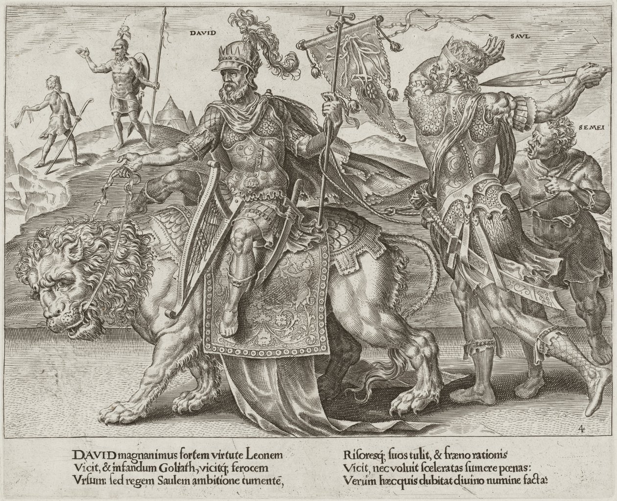 Daavidin voitto tekijältä Dirck Volckertz Coornhert after Maerten van Heemskerck