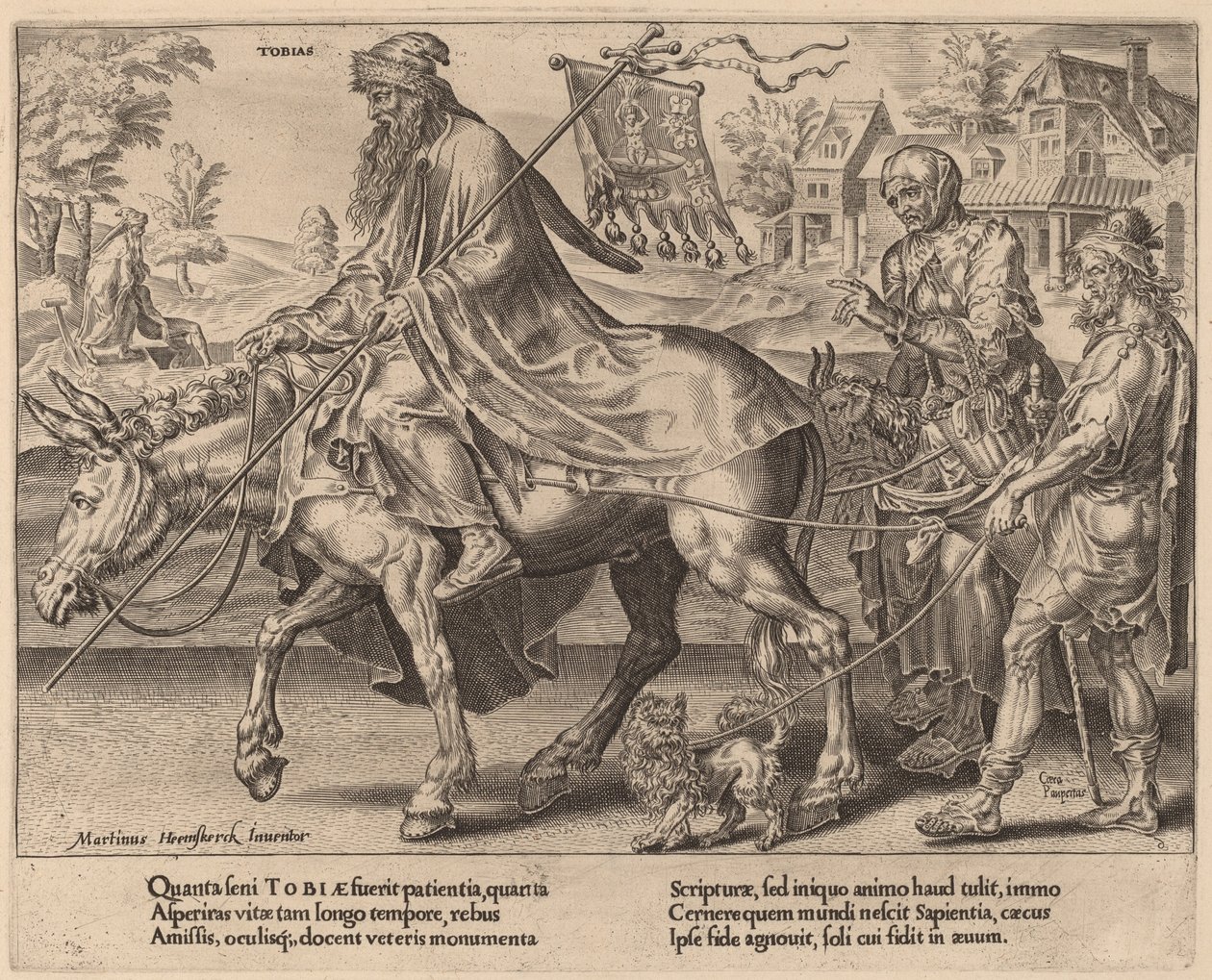 Tobiaksen voitto tekijältä Dirck Volckertz Coornhert after Maerten van Heemskerck