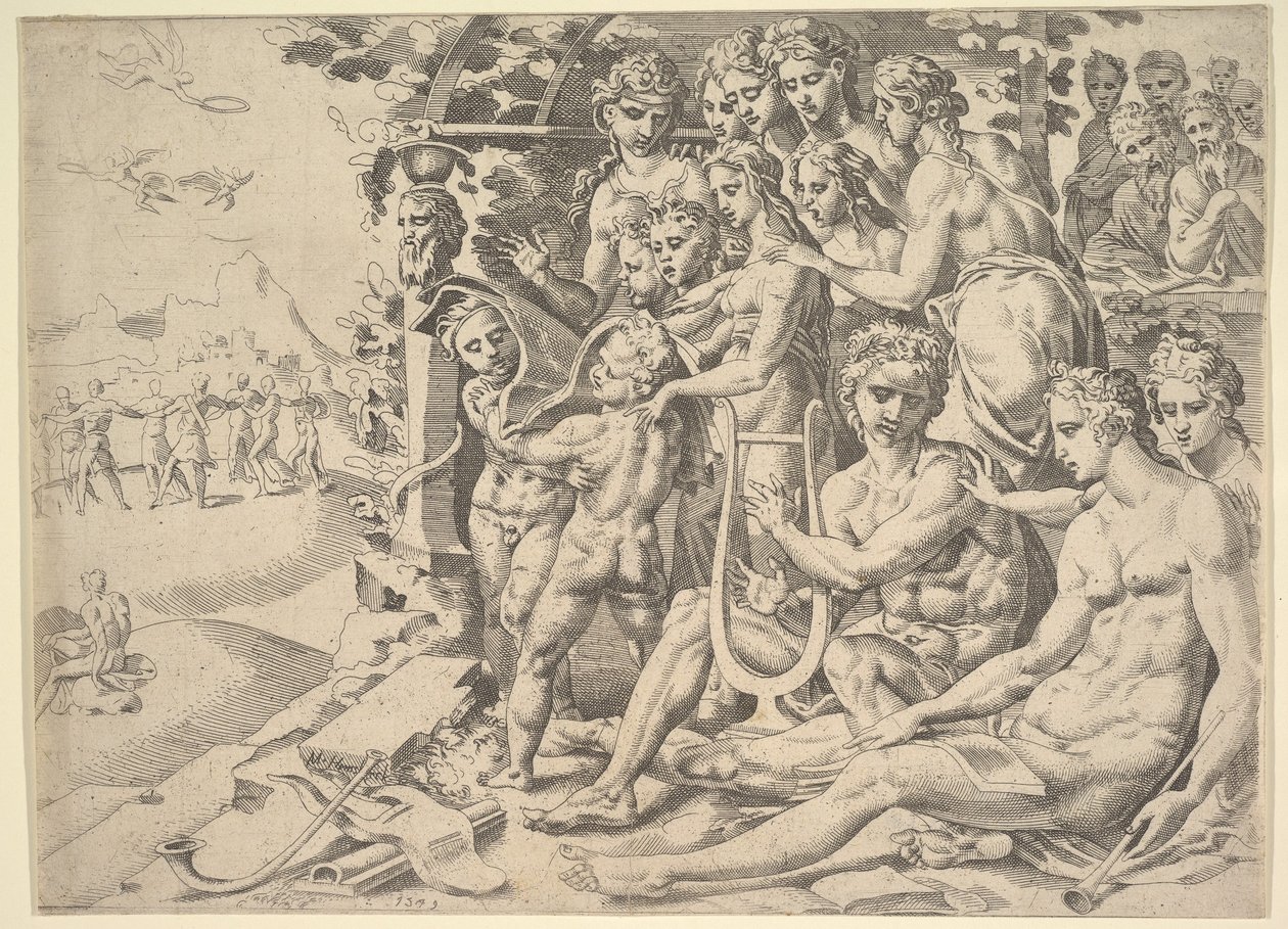Apollo ja muusat, 1549. tekijältä Dirck Volkertsen Coornhert