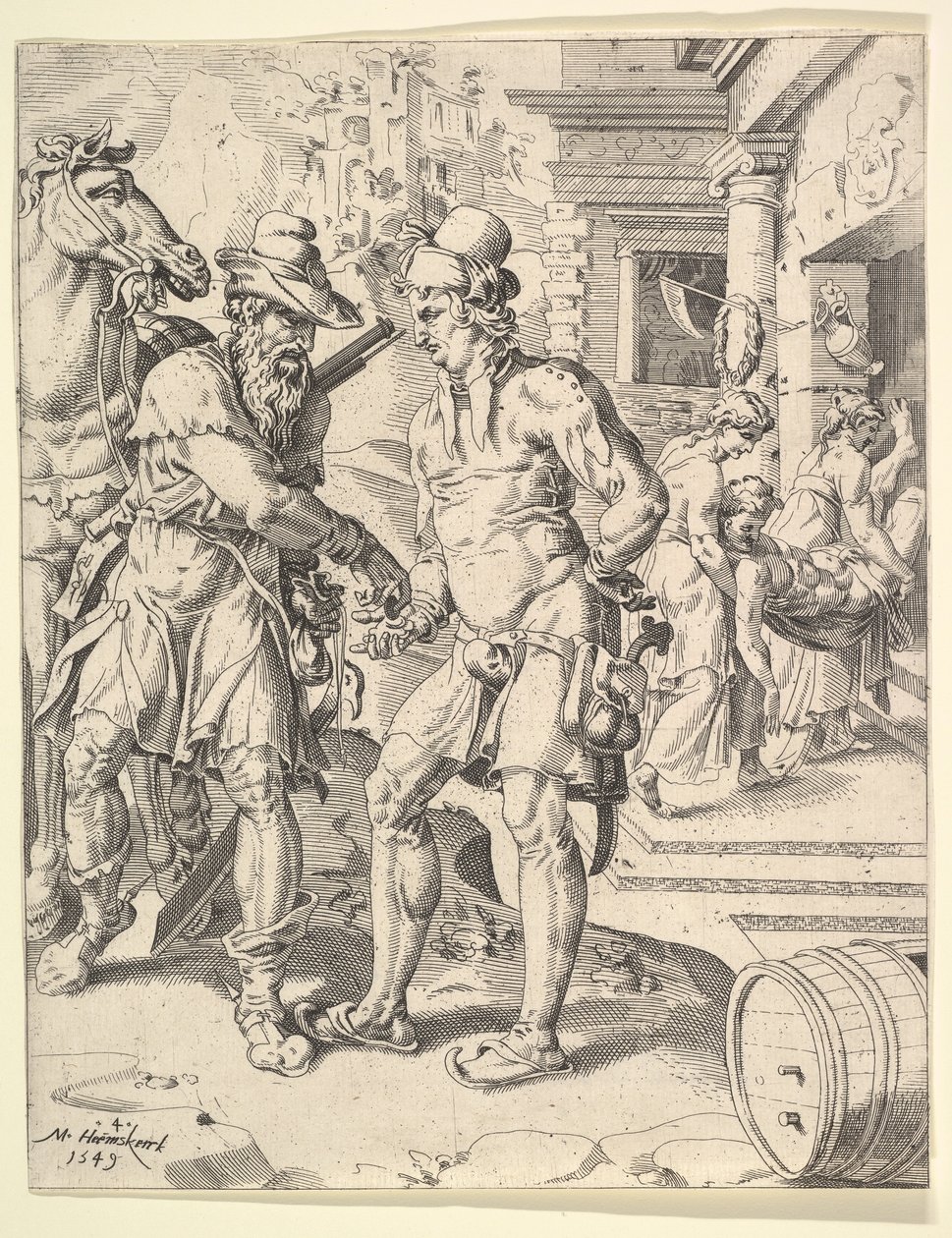 Vertaus laupias samarialainen, 1549. tekijältä Dirck Volkertsen Coornhert