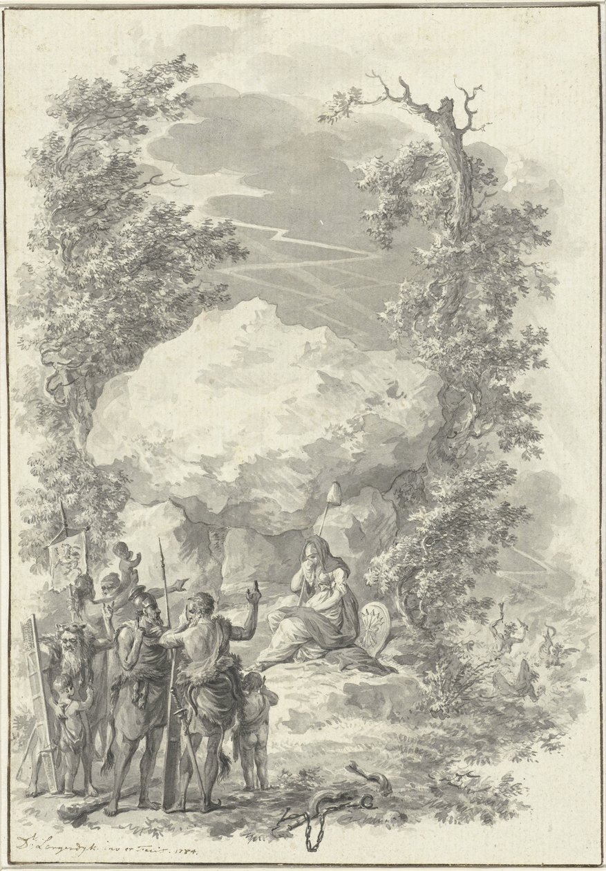 Allegoria Joan Derk van der Capellenin kuolemasta tot den Pol, 1784 tekijältä Dirk Langendijk (signed by artist)