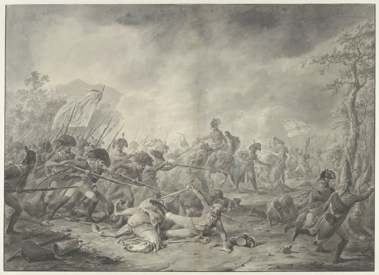 Venäläisen kenraali Hermannin vangitseminen Bergenin taistelussa 1799 tekijältä Dirk Langendijk (signed by artist)