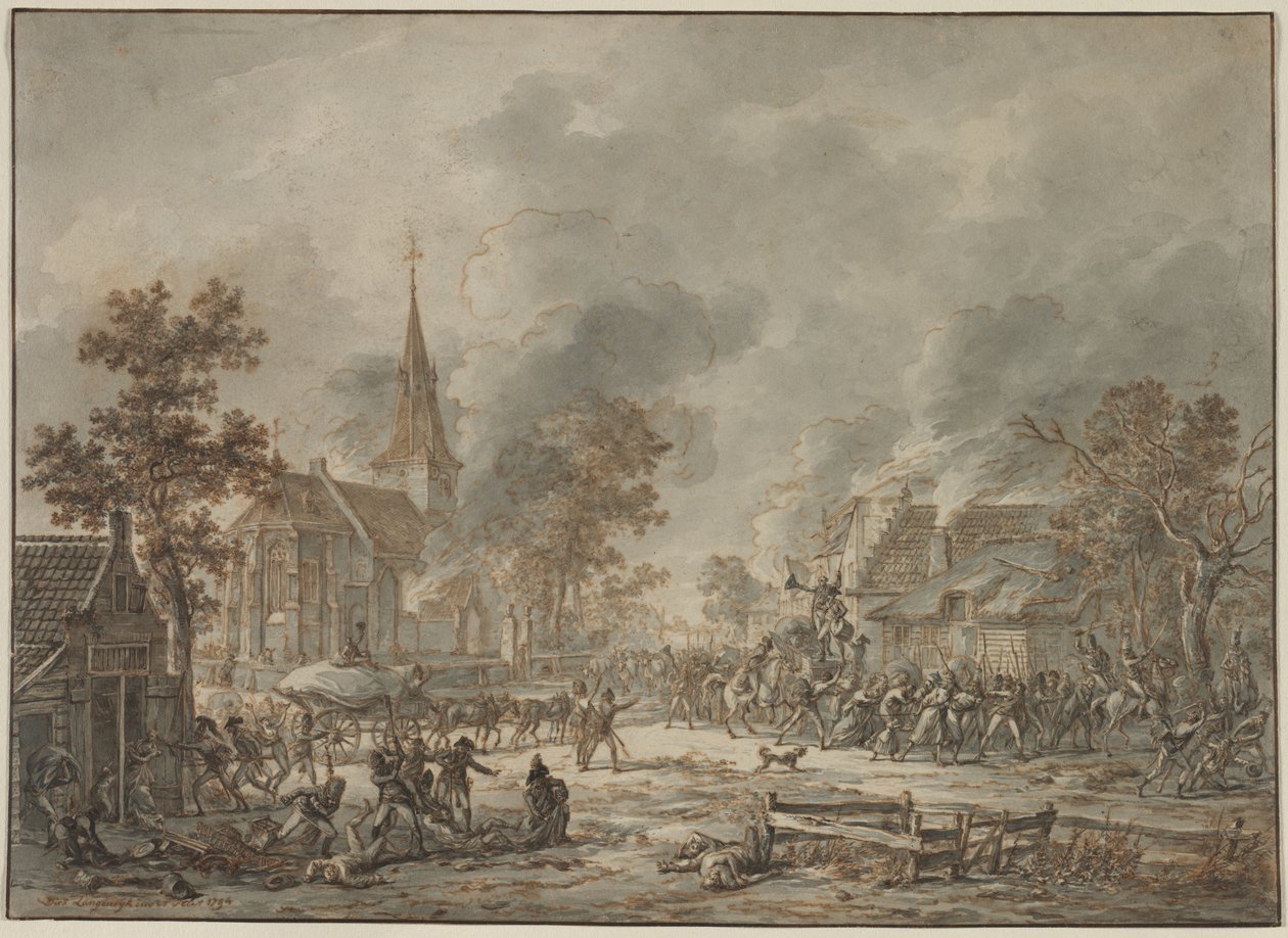 Ryöstelevät sotilaat, 1794. tekijältä Dirk Langendyk