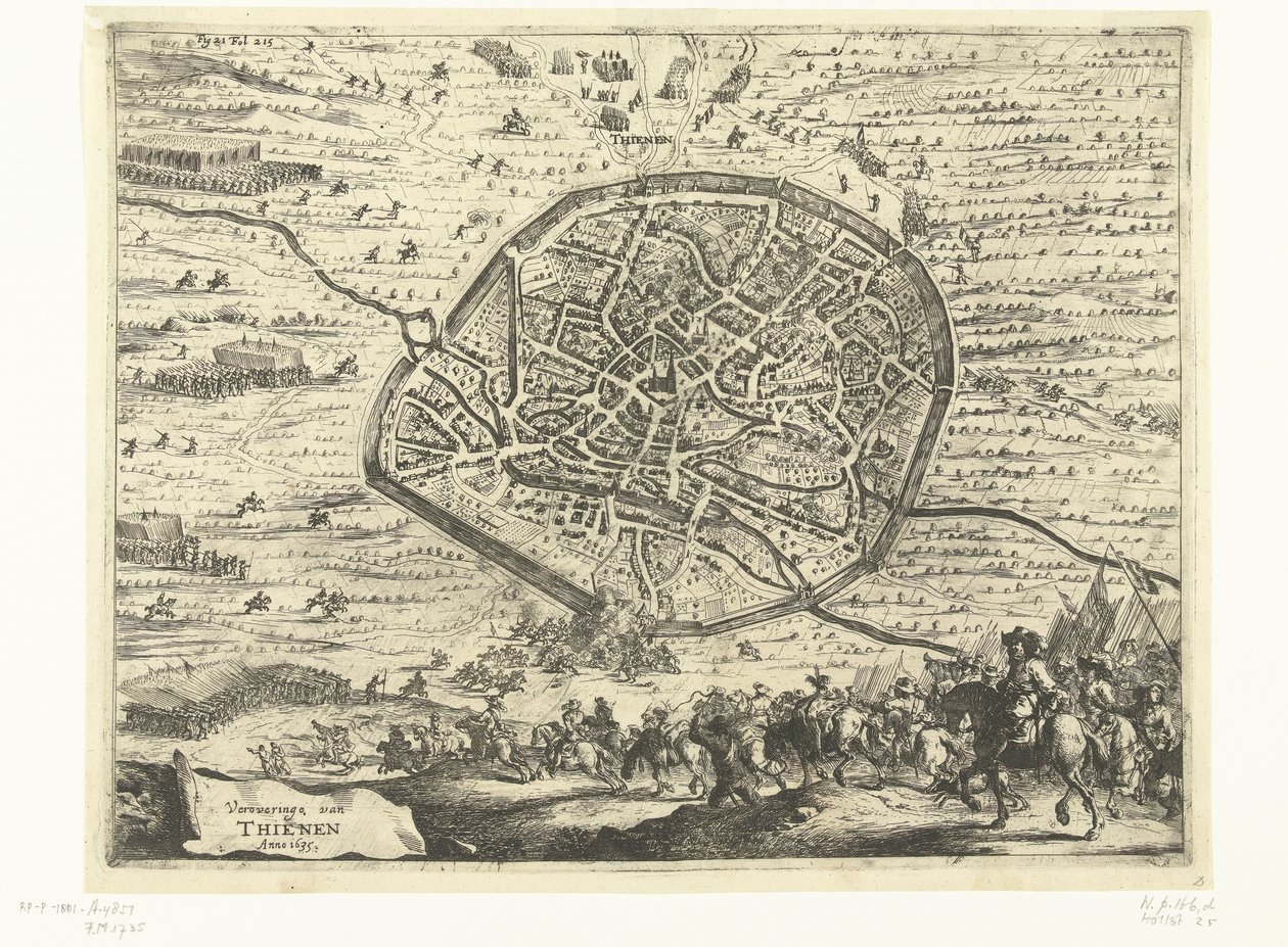 Tiesen valloitus, 1635 Thienen anno valloitus 1635 (otsikko esineessä) tekijältä Dirk Stoop