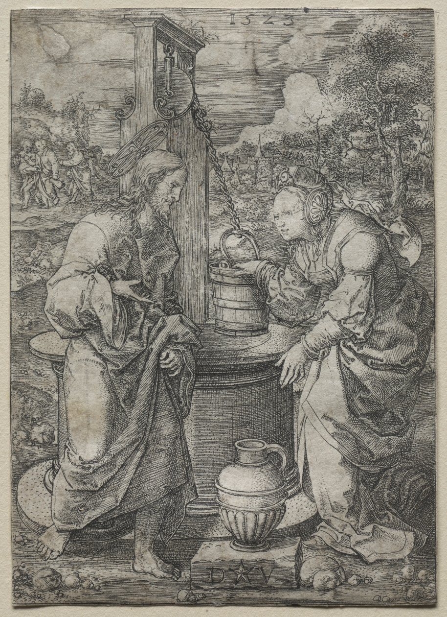 Kristus ja Samarialainen nainen, 1523. tekijältä Dirk Vellert