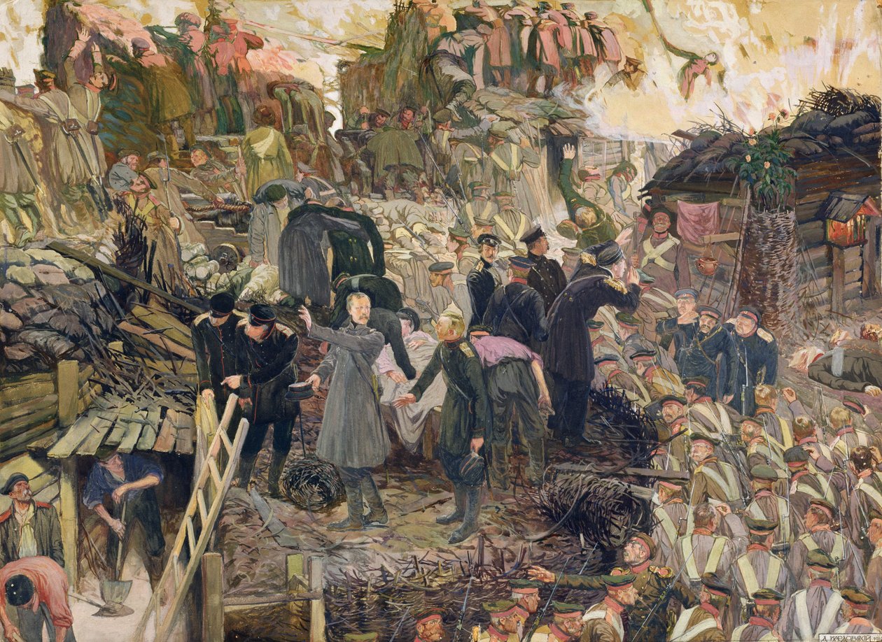 Sebastopolin puolustus, 1910 (akvarelli pahville) tekijältä Dmitri Nikolayevich Kardovsky