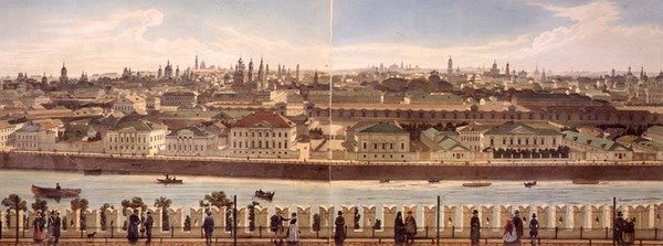 Näkymä Zamoskvorechelle Kremlistä, Moskovan panoraama, kaiverrus Philippe Benoist (1813-n.1905) ja Aubrun, pubi. kirjoittanut Lemercier, n. 1840 (litho) tekijältä Dmitri (after) Indieitzeff