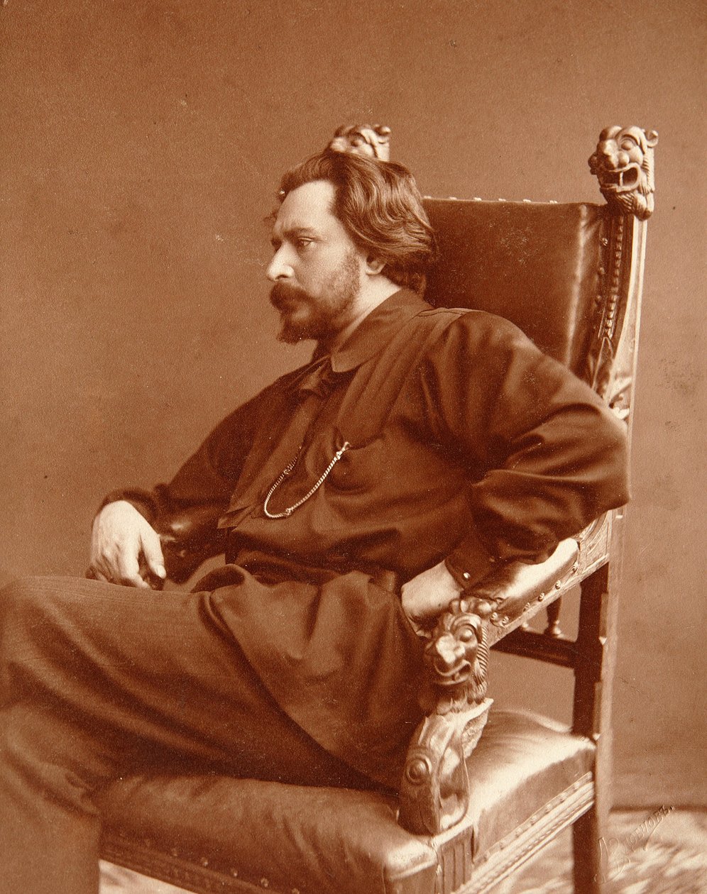 Muotokuva kirjailijasta Leonid Nikolajevitš Andrejev (Leonid Andreiev) (1871-1919). Hopeagelatiinivalokuva Dmitri Spiridonovich Zdobnov (1800-luvun loppu) tekijältä Dmitri Spiridonovich Zdobnov