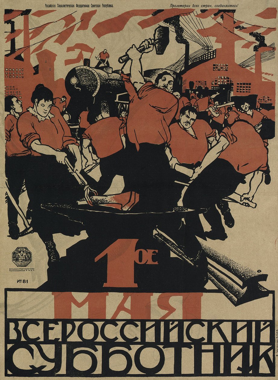 1. toukokuuta on koko Venäjän subbotnik, 1920 tekijältä Dmitriy Stakhievich Moor
