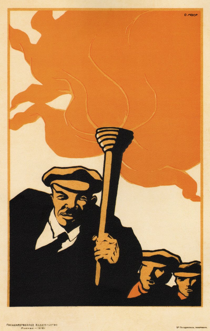Lenin - Moor, Dmitri Stachievich (1883-1946) - 1919 - Värilitografia - 38x25 - Venäjän valtionkirjasto, Moskova tekijältä Dmitry  Moor