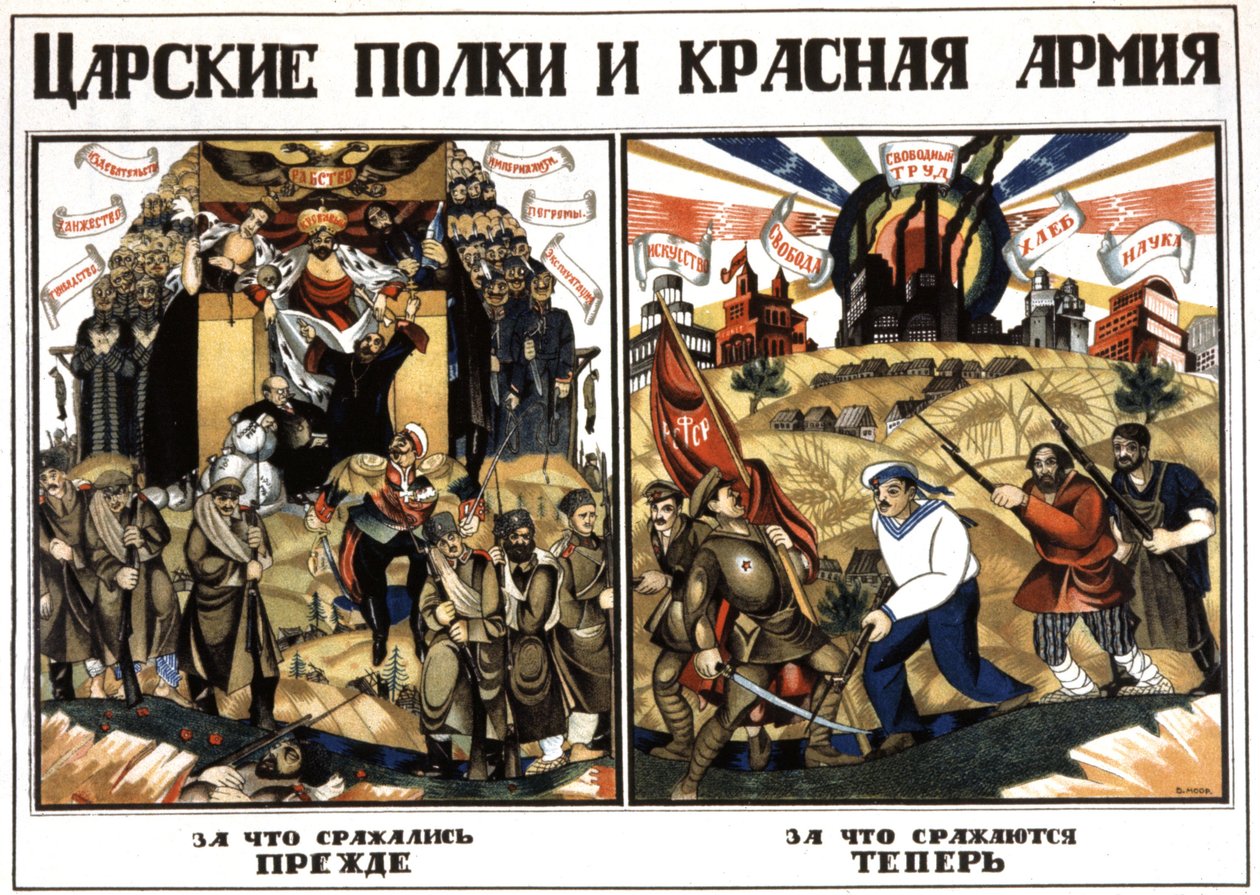 Tsaarin rykmentit ja puna-armeija, n.1920 (juliste). tekijältä Dmitry (1883 1946) Moor