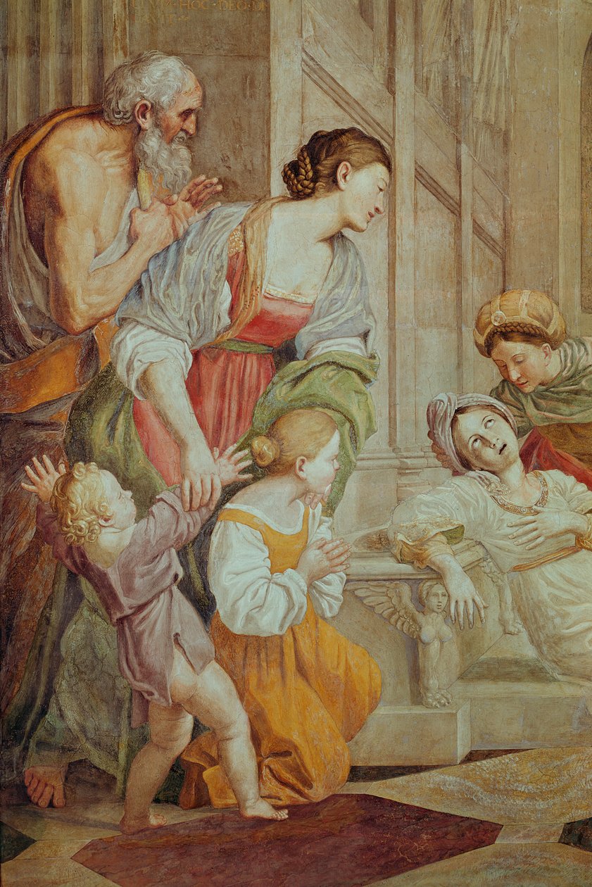 Yksityiskohta Pyhän Cecilian kuolemasta, noin 1614 (yksityiskohta kuvasta 434854). tekijältä Domenichino