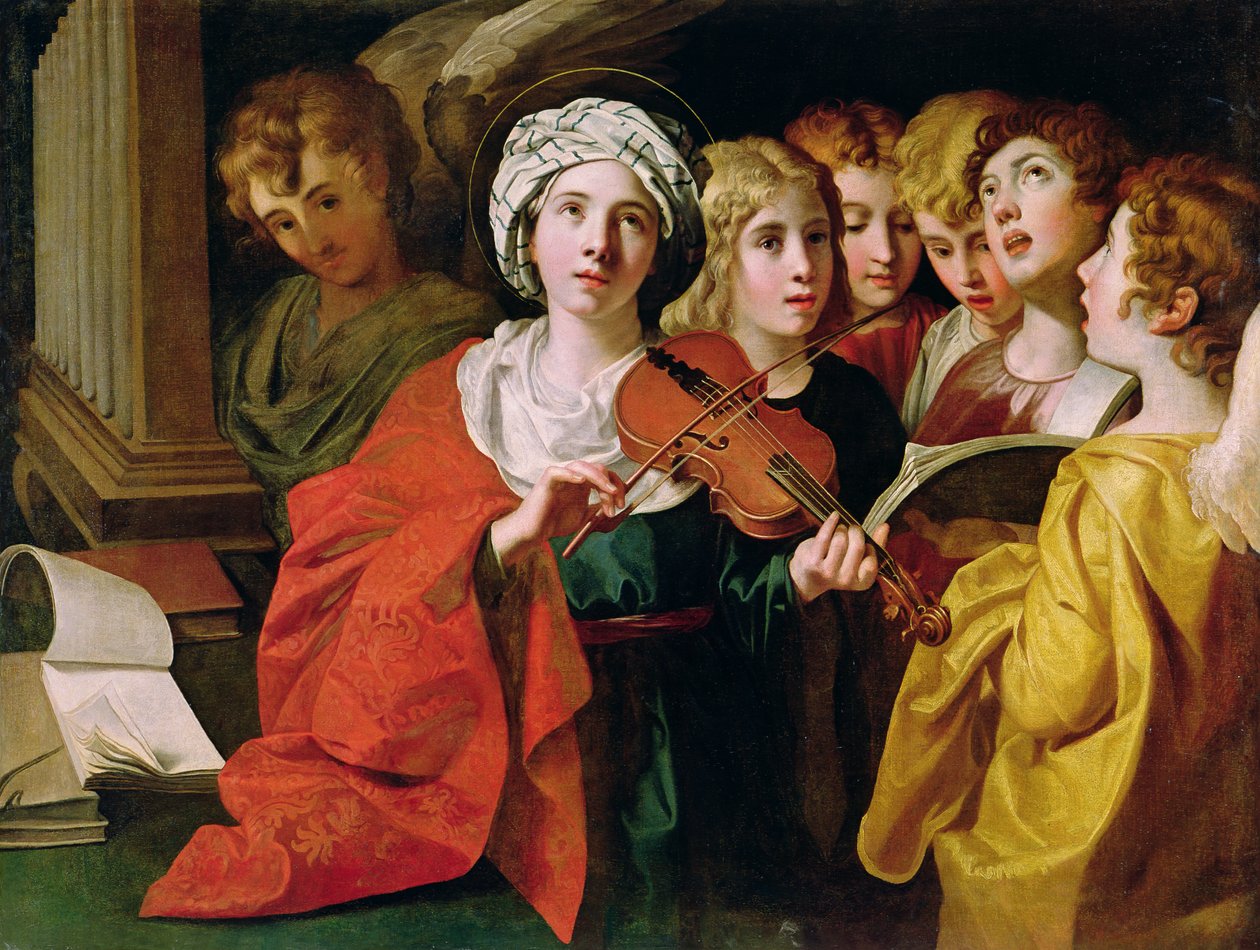 Pyhä Cecilia kuoron kanssa tekijältä Domenichino