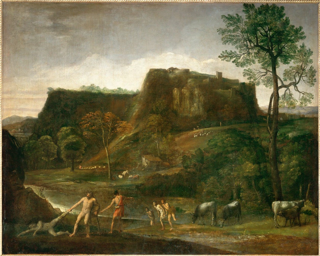 Herkules raahaa Kakuksen luolastaan ... tekijältä Domenichino (1581 1641)