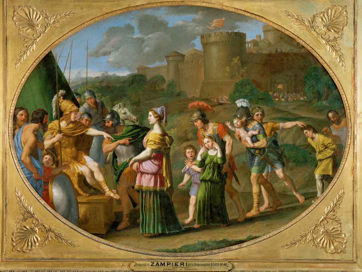 Timoclee captive amenee devant Alexandre - Timoclea viedään vankina Aleksanteri Suuren eteen ... tekijältä Domenichino (1581 1641)