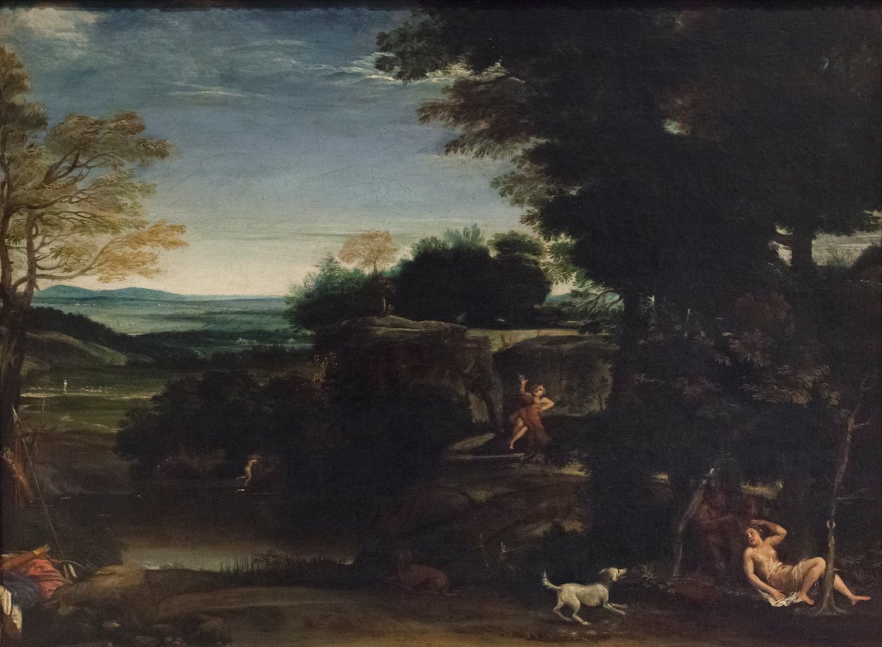 Maisema Sylvian ja satyyrin kanssa tekijältä Domenichino (1581 1641)