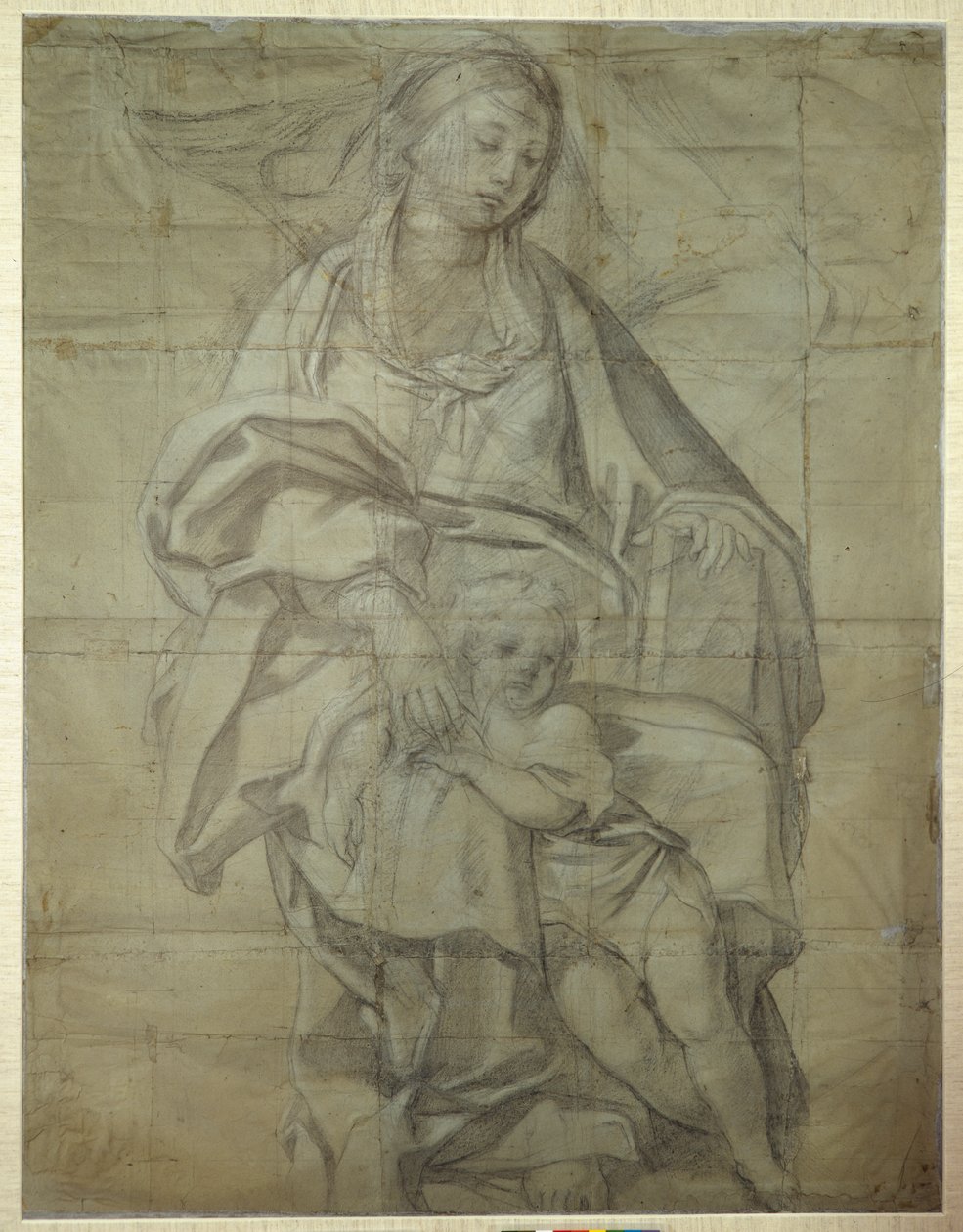 Madonna ja lapsi (musta liitu paperille) tekijältä Domenichino