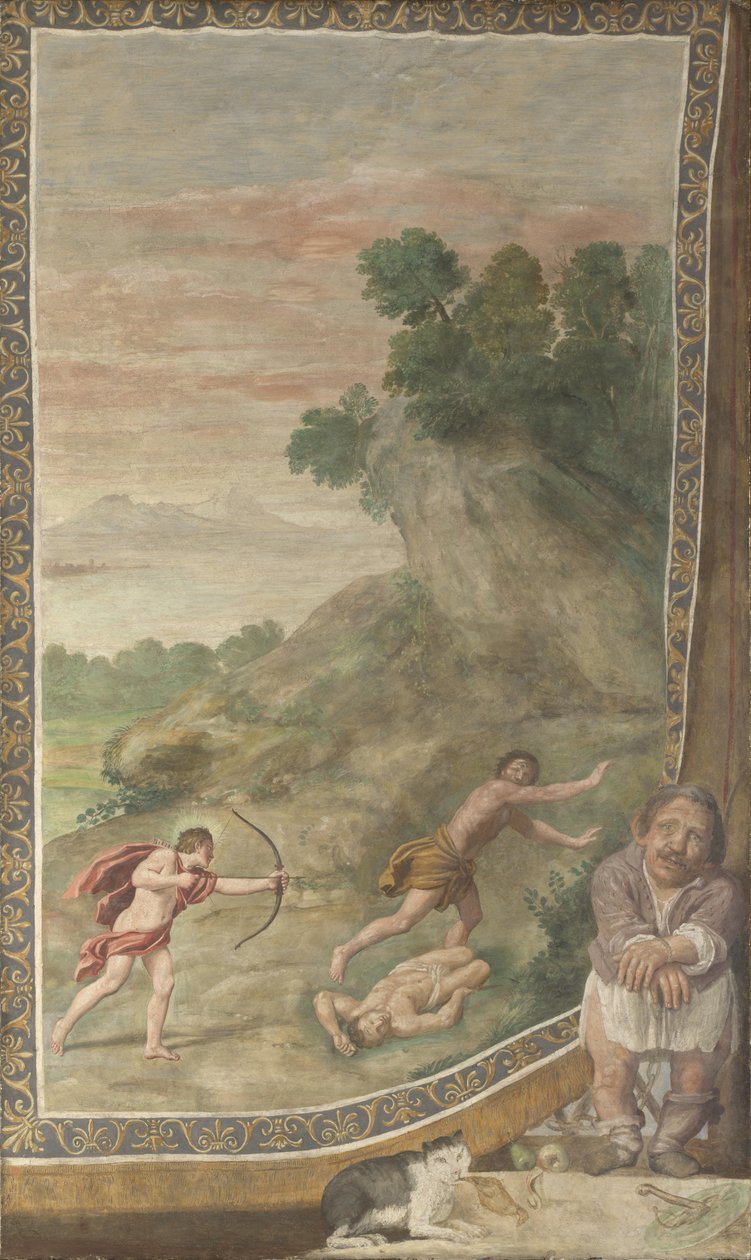 Apollo tappaa kyklooppi-freskon Villa Aldobrandinista, 1617-1618 tekijältä Domenichino