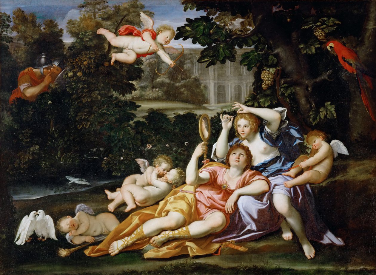 Rinaldo antaa Armidalle peilin tekijältä Domenichino