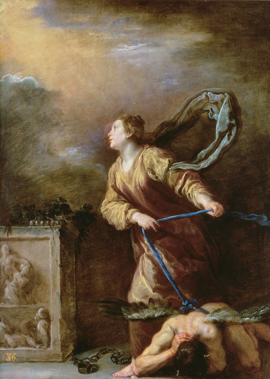St. Margaret of Cortona voittaa paholaisen tekijältä Domenico Fetti or Feti