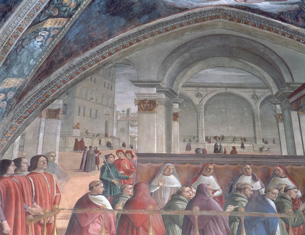 Loggia ja Palazzo della Signoria, Sassettin kappeli, 1483 (yksityiskohta) tekijältä Domenico Ghirlandaio