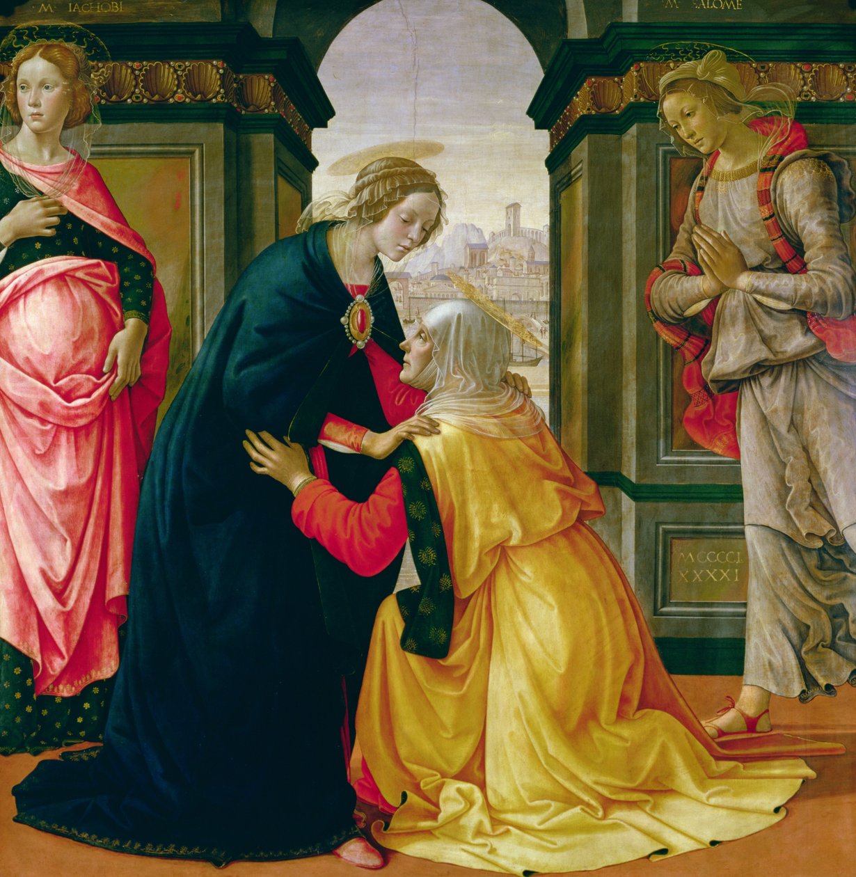 Vierailu, 1491 (tempera paneelille) tekijältä Domenico Ghirlandaio