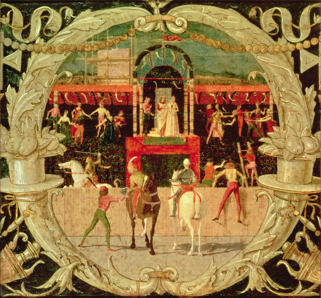 The Rape of the Sabines (signaalin jälkeen) n.1490 (tempera paneelissa) tekijältä Domenico Morone