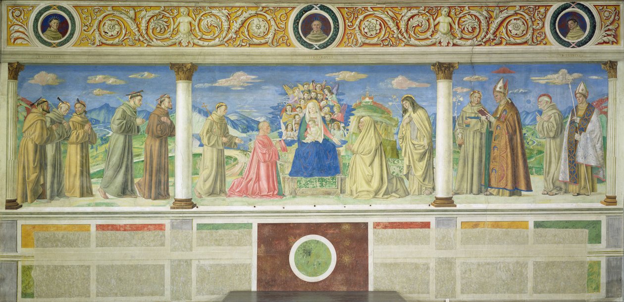 Neitsyt lahjoittajien ja pyhien ympäröimänä, 1503 tekijältä Domenico Morone