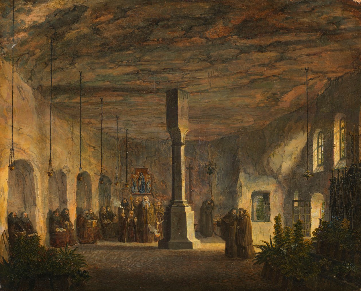 Innenansicht der St.Maximuskapelle kaupungissa Salzburg (Petersfriedhof) tekijältä Domenico Quaglio the Younger