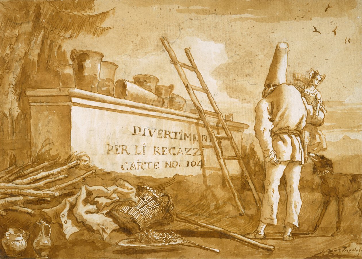 Punchinello-sarjan nimiölehti tekijältä Domenico Tiepolo