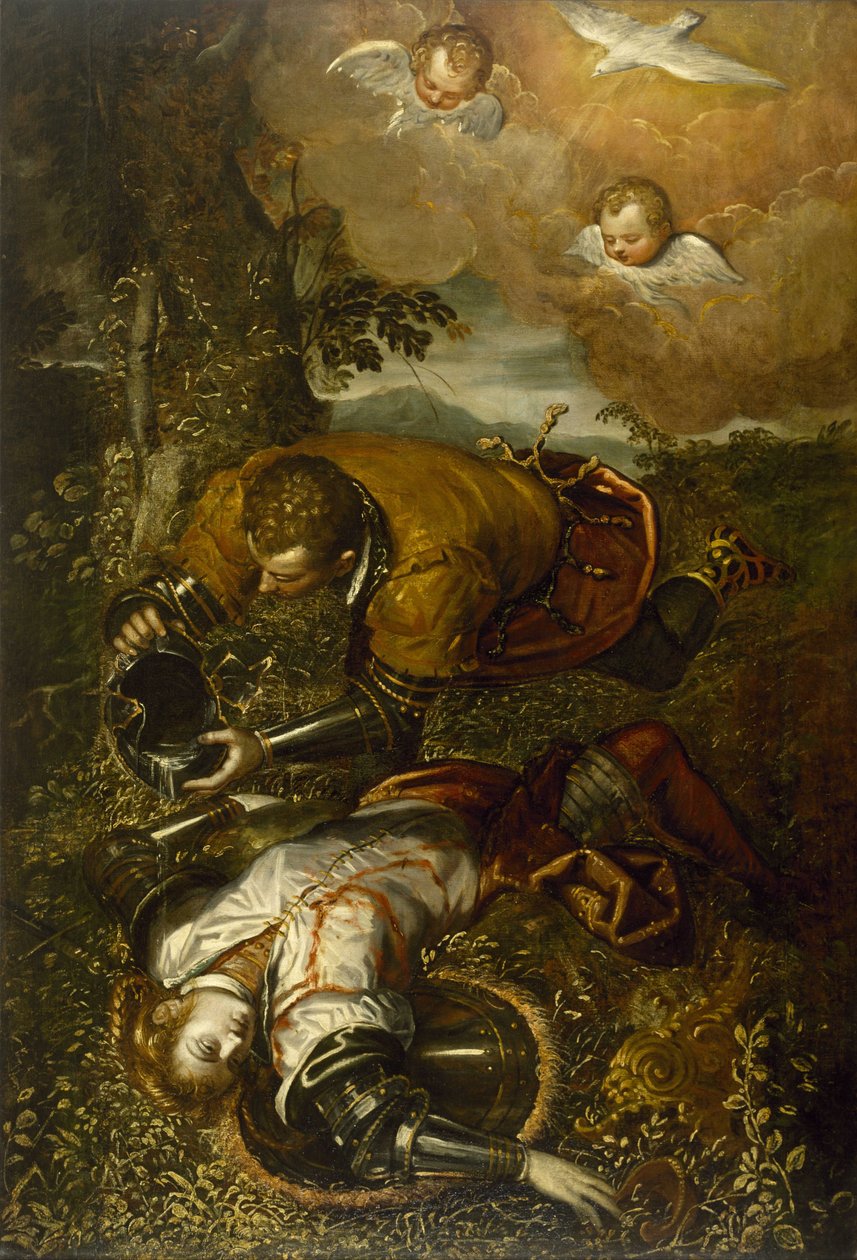 Tancred kastaa Clorindan tekijältä Domenico Robusti Tintoretto