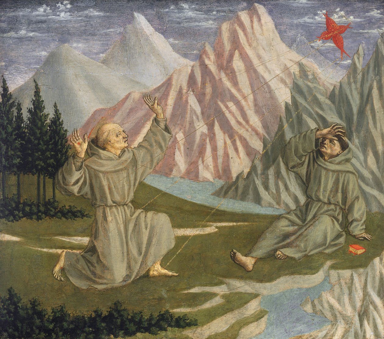 Pyhä Fransiskus saamassa stigmatoja, n. 1445-50 (tempera paneelille). tekijältä Domenico Veneziano