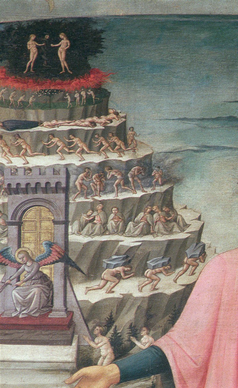 Dante ja hänen runonsa jumalallinen näytelmä, 1465 tempera paneelin 42355 yksityiskohdassa tekijältä Domenico di Michelino