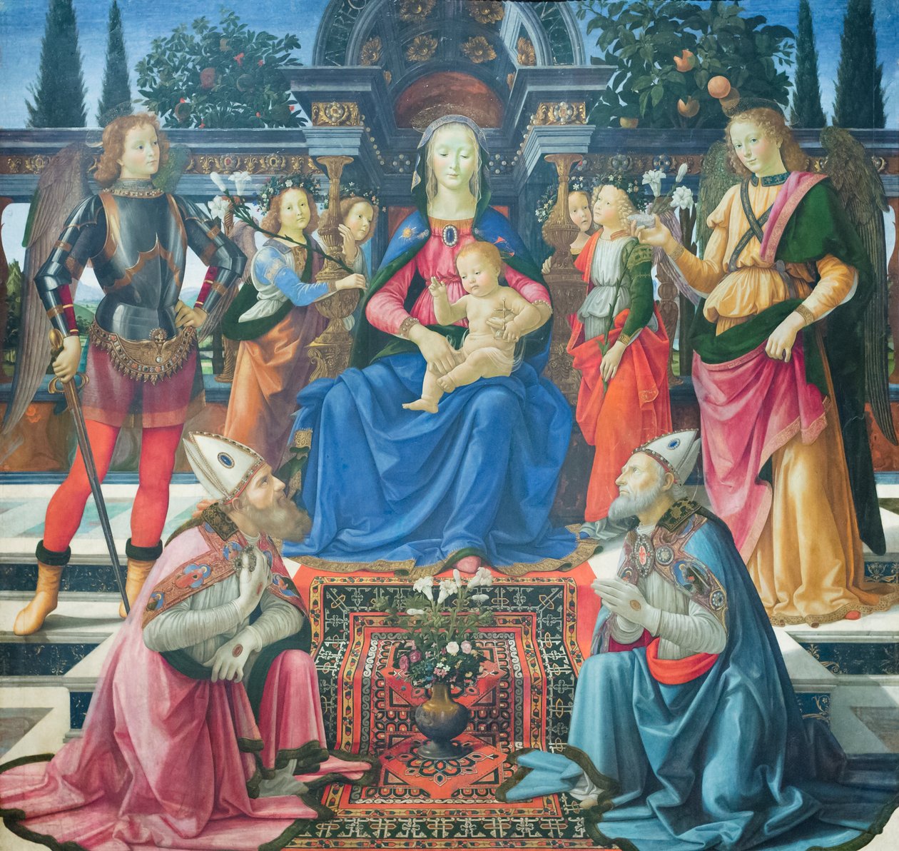 Madonna ja lapsi arkkienkelien ja pyhitettyjen piispojen Justuksen ja Zenobiuksen kanssa tekijältä Domenico (1449 94) Ghirlandaio