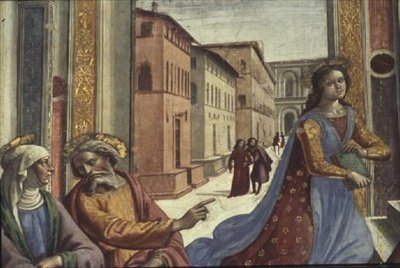 Neitsyt Maria temppelissä (fresko) (yksityiskohta) tekijältä Domenico Ghirlandaio